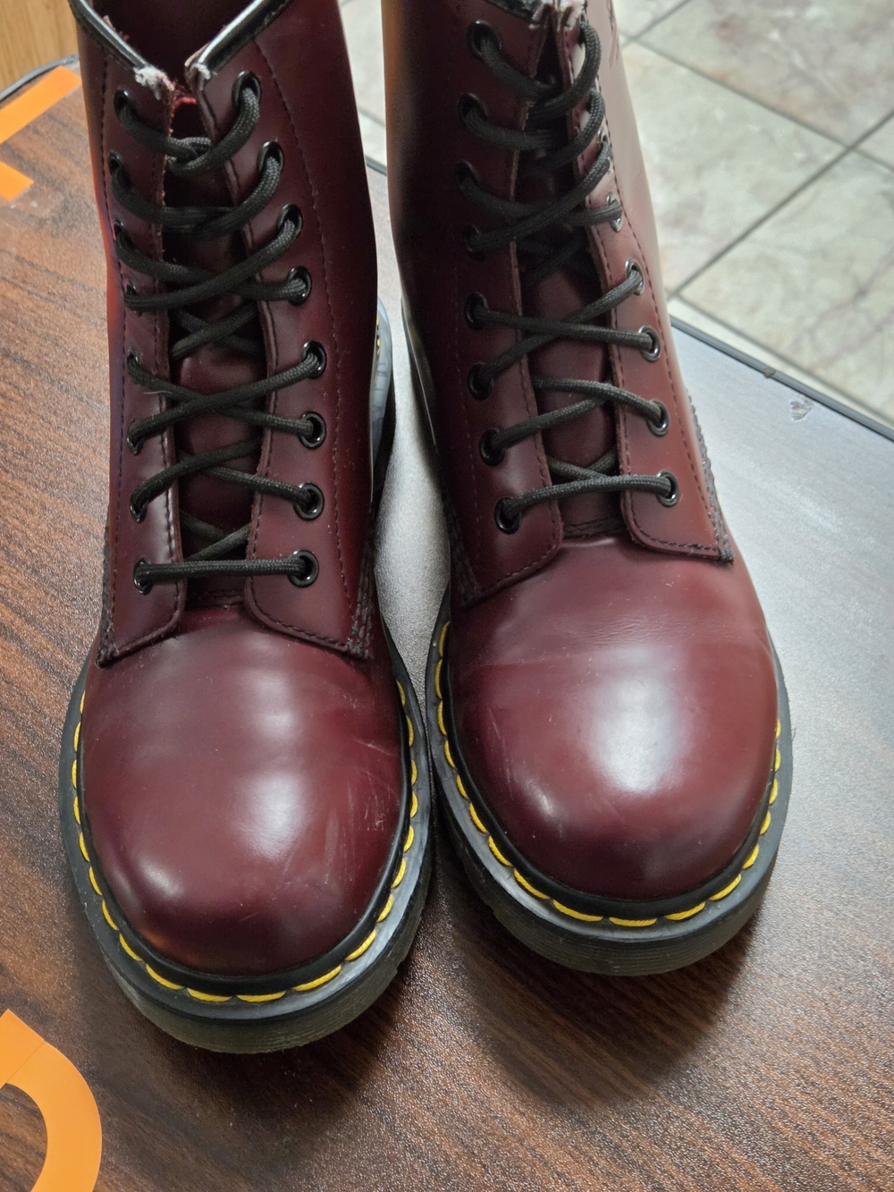 Dr. Martens Burgundy Leather Lace-Up Combat Boots